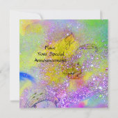 NACHT, lila, rosa grüne Glitzern Einladung (Rückseite)