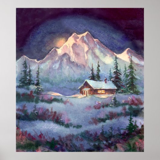 NACHT LOG CABIN VON SHARON SHARPE POSTER (Vorne)