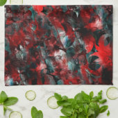 Nacht mit ausgestrahlten roten Blätter, die auf As Geschirrtuch (Gefaltet)