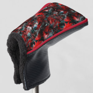 Nacht mit ausgestrahlten roten Blätter, die auf As Golf Headcover