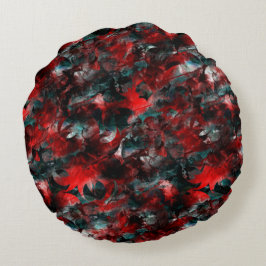 Nacht mit ausgestrahlten roten Blätter, die auf As Rundes Kissen