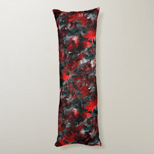 Nacht mit ausgestrahlten roten Blätter, die auf As Seitenschläferkissen (Rückseite (Vertikal))