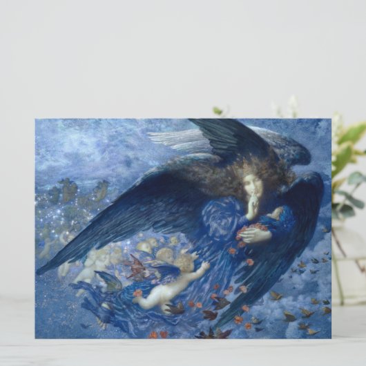 Nacht mit ihrer Train of Stars (Engel mit Cherubs) Karte (Stehend Vorderseite)