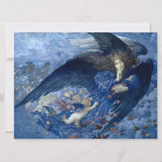 Nacht mit ihrer Train of Stars (Engel mit Cherubs) Karte (Vorderseite)