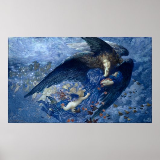 Nacht mit ihrer Train of Stars (Engel mit Cherubs) Poster (Vorne)