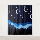 Nacht mit Mondporträt Wandteppich (Vorderseite)