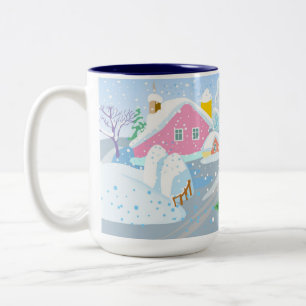 Nacht, neues Jahr, Weihnachten, Weihnachten, winte Zweifarbige Tasse
