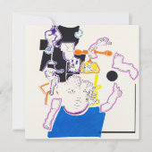 Nacht & Nickerchen Zeichnend 14 Puppen und Girl Sq Einladung (Vorderseite)