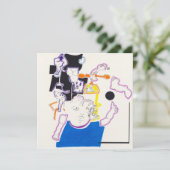 Nacht & Nickerchen Zeichnend 14 Puppen und Girl Sq Einladung (Stehend Vorderseite)