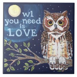 Nacht "Owl Liebe" Niedliche humorvolle Owl Designe Fliese