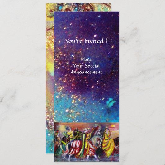 NACHT-RIDERS, strahlend blauer Glitzern Einladung (Vorne/Hinten)