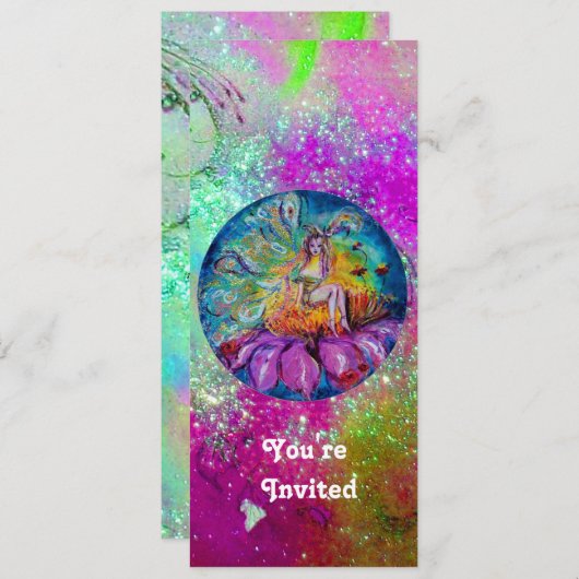 NACHT, rosa, lila-blaues Funkeln Einladung (Vorne/Hinten)