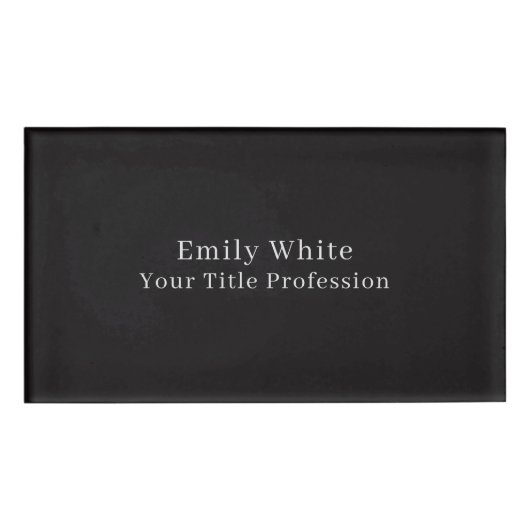 Nacht Schwarz Schlicht Elegant Professionell Moder Namenschild (Vorderseite)