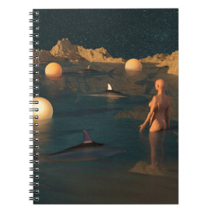 Nacht schwimmen notizblock