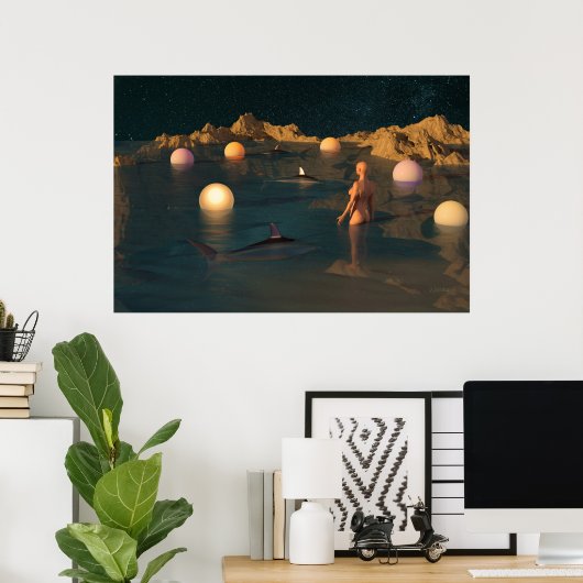 Nacht schwimmen poster (Heimbüro)
