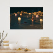 Nacht schwimmen poster (Küche)