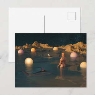 Nacht schwimmen postkarte