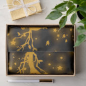 Nacht Stargazing Cat auf einer Baumzweigung Seidenpapier (Geschenk)