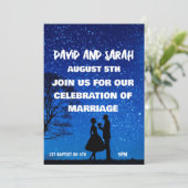 NACHT STARS ROMANTISCHE ELEGANTE BREITERINVITATION EINLADUNG (Stehend Vorderseite)