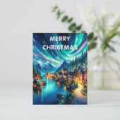 Nacht Symphonie: Lake Serenity Weihnachtskarte Postkarte (Stehend Vorderseite)