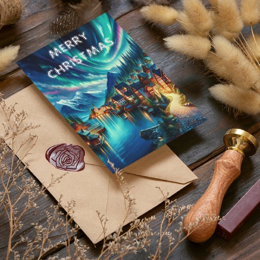 Nacht Symphonie: Lake Serenity Weihnachtskarte Postkarte