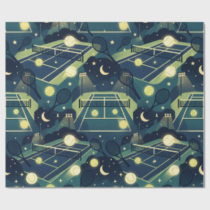 Nacht-Tennis unter den Sternen Muster Geschenkpapier