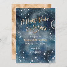 Nacht unter den Sternen Gold Einladung