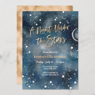Nacht unter den Sternen Gold Einladung