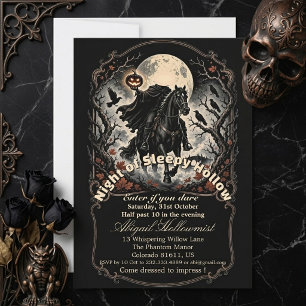 Nacht von Sleepy Hollow Kopf-loser Reiter Vollmond Einladung