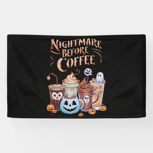 Nacht vor Coffee Pumpkin Gewürz Halloween Banner (Horizontal)