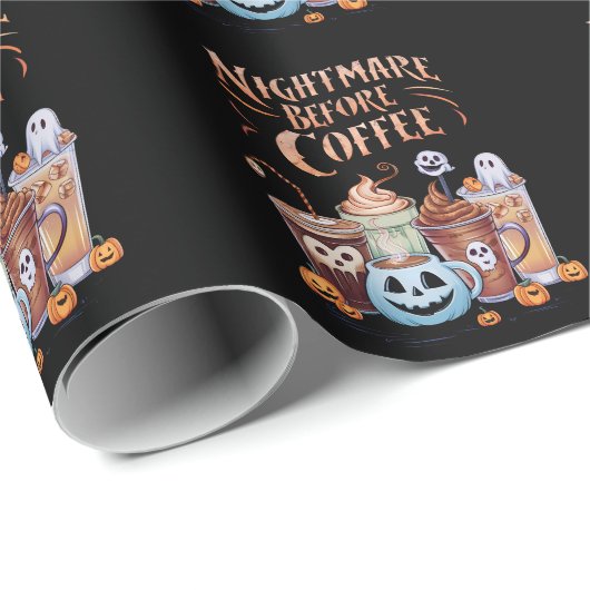 Nacht vor Coffee Pumpkin Gewürz Halloween Geschenkpapier (Rolleneckpunkt)