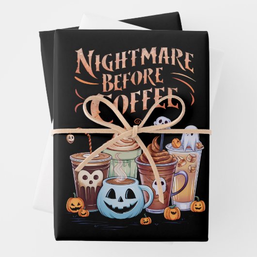 Nacht vor Coffee Pumpkin Gewürz Halloween Geschenkpapier Set (Beispiel)