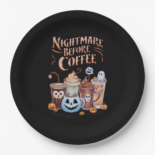 Nacht vor Coffee Pumpkin Gewürz Halloween Pappteller (Vorderseite)