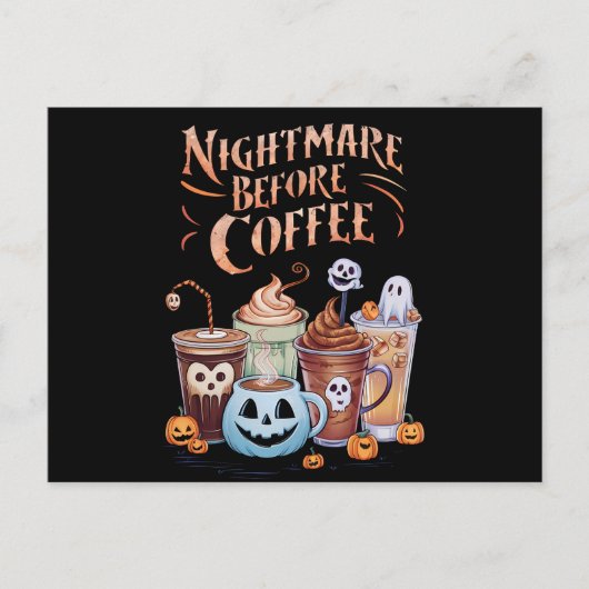 Nacht vor Coffee Pumpkin Gewürz Halloween Postkarte (Vorderseite)
