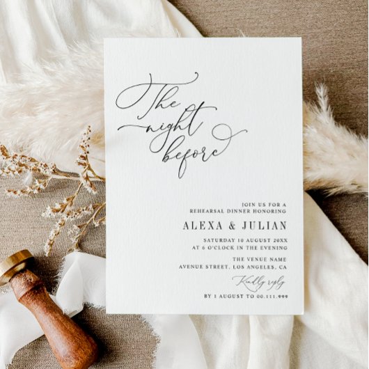 Nacht vor dem Abendessen mit schwarz-weißer Probe Einladung