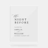 Nacht vor einfachem Hochzeitsschreiben Acrylschild (Vorderseite)