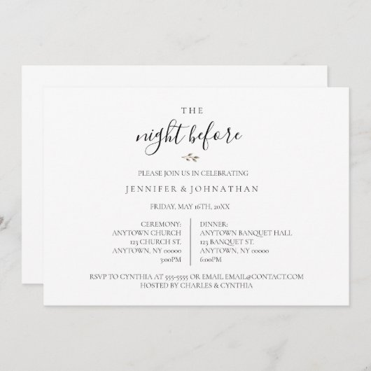 Nacht vor Kranz Probe Einladung (Vorne/Hinten)