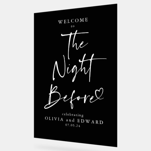 Nacht vor Probe Schwarzer Empfang Acrylschild (Winkel)