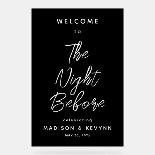 Nacht vor Probe Schwarzer Empfang Acrylschild (Vorderseite)