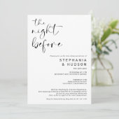 Nacht vor Schwarz-weißer Hochzeit Probe Dinner Einladung (Stehend Vorderseite)