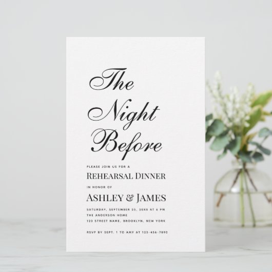 Nacht vor Skript Probe Abendessen Einladung (Stehend Vorderseite)