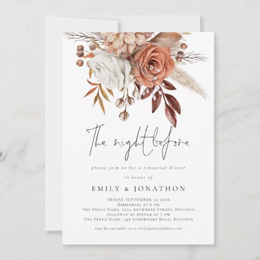 Nacht vor Terracotta Probe Dinner Einladung (Vorderseite)