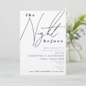 Nacht vor Typografie Hochzeit Probe Dinner Einladung (Stehend Vorderseite)