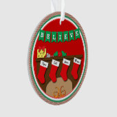 Nacht vor Weihnachten 4 Strümpfe mit FOTO Ornament (Vorderseite)