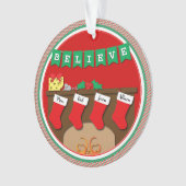 Nacht vor Weihnachten 4 Strümpfe mit FOTO Ornament (Vorderseite)