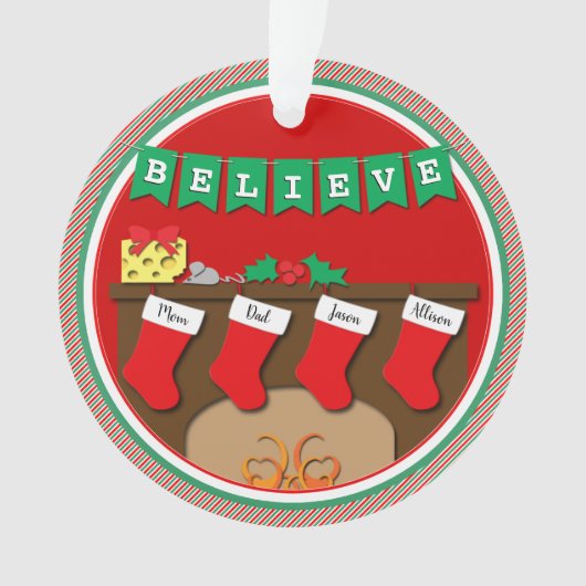 Nacht vor Weihnachten 4 Strümpfe mit FOTO Ornament (Vorderseite)