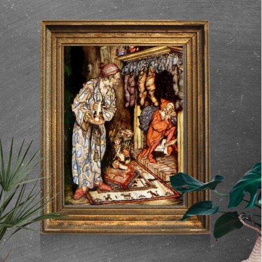 Nacht vor Weihnachten Kinder in Bed Rackham Poster