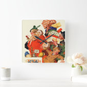 Nacht vor Weihnachten Quadratische Wanduhr (Zuhause)