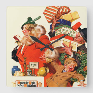 Nacht vor Weihnachten Quadratische Wanduhr