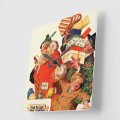 Nacht vor Weihnachten Quadratische Wanduhr (Winkel)